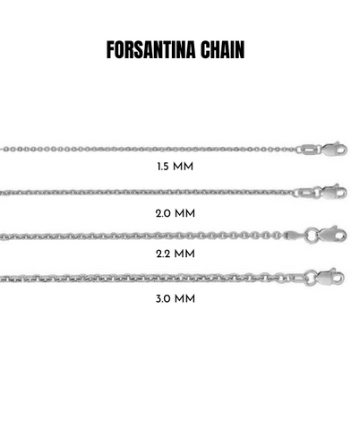 14K White Gold Forsantina Cable Link Chain Necklace