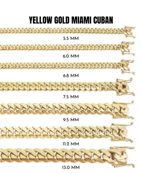 10k Yellow Gold Miami Cuban Chain Necklace
