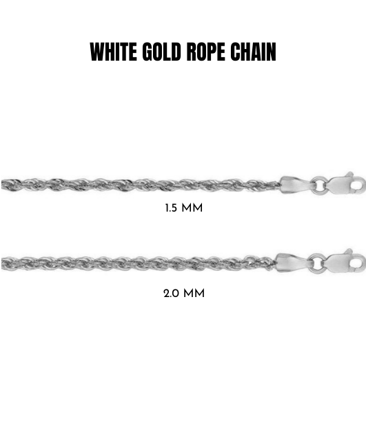 14K White Gold Rope Chain Necklace