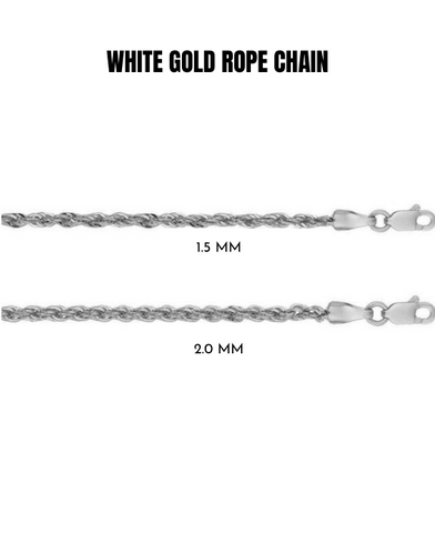 14K White Gold Rope Chain Necklace