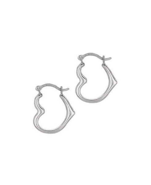 10K Yellow and White Gold Shiny Small Open Heart Hoop Earring with Hinged Clasp