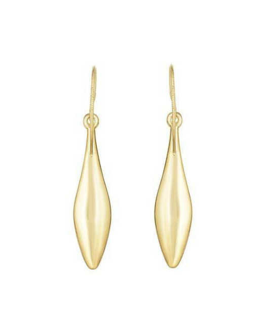 10K Yellow Gold Diamond Cut Puffed Reversible Teardrop Shaped Earring