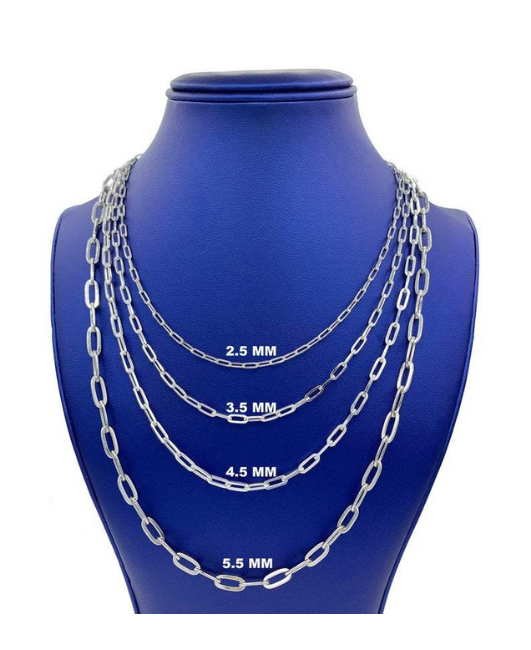 925 Italian Solid Sterling Silver Paperclip Necklace