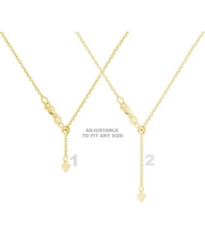 14K Solid Yellow Gold Adjustable Chain Necklace, 0.70mm to 1.5mm WIDE.