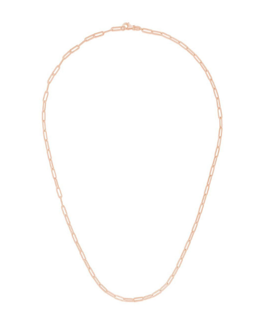 Solid 14k Rose Gold Paperclip Chain Necklace
