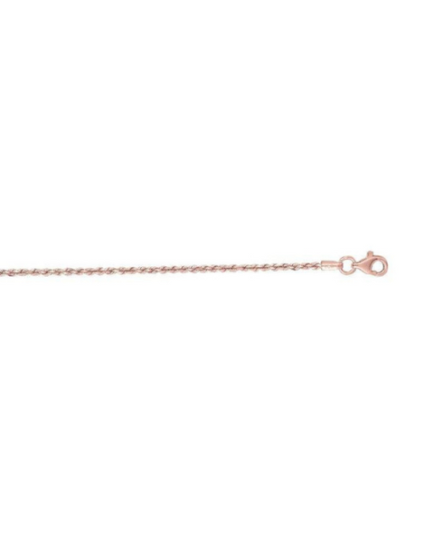 14K Solid Rose Gold Rope Chain Necklace