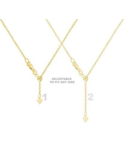 10k Solid Yellow or White Gold Adjustable Necklace