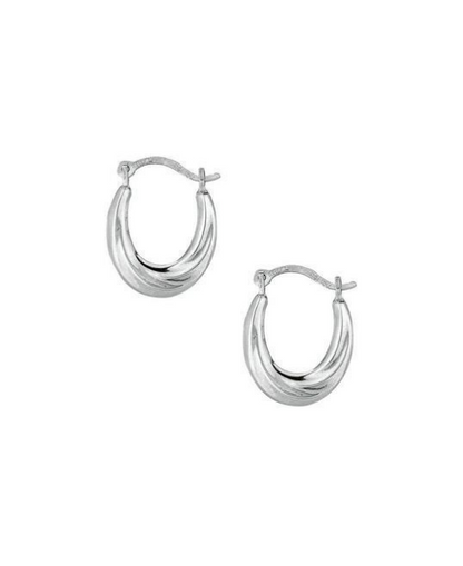 10K Yellow and White Gold Small Oval Hoop Earring with Hinged Clasp