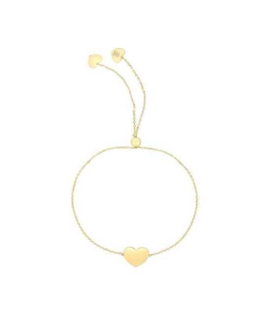 14K 9.25" Yellow, White and Rose Gold Diamond Cut Heart Bracelet ADJUSTABLE for all sizes