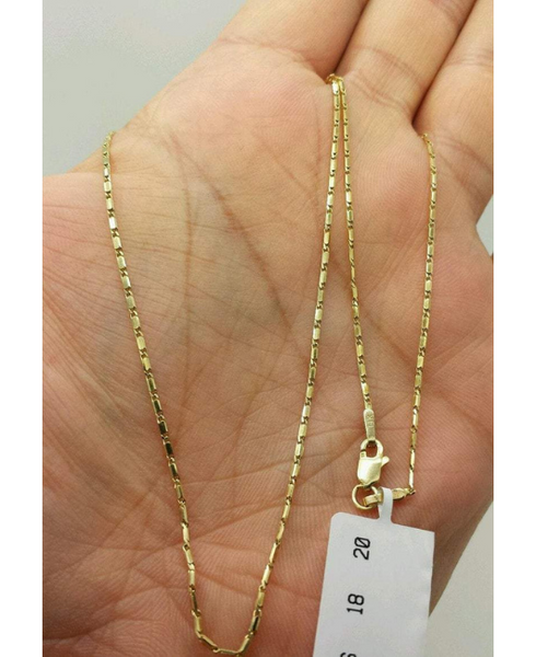 14K Solid Yellow Gold Lumina Chain Necklace, 0.8mm to 1.0mm Wide.