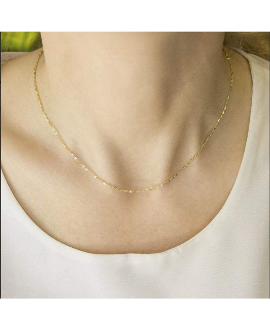 14K Solid Gold Alternate Mariner Chain Necklace