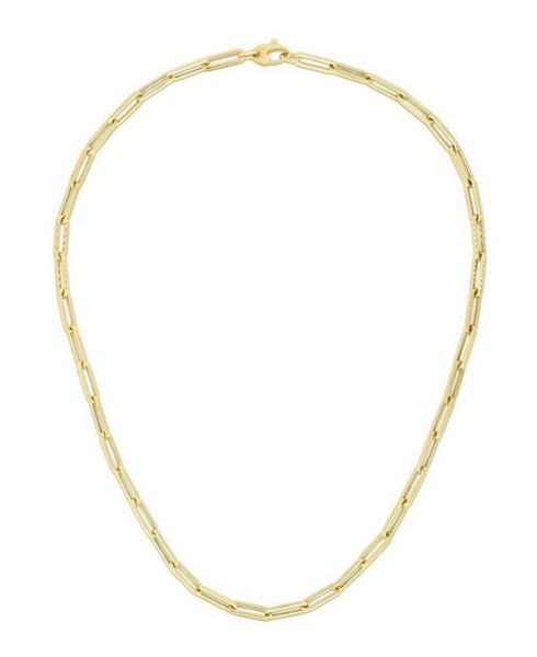 14k Yellow, White & Rose Gold Paperclip Chain Necklace