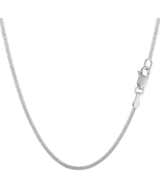 14K Solid White Gold Miami Cuban Chain Necklace, 1 mm to 1.5 mm Wide.