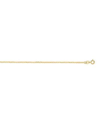 14K Solid Yellow Gold Mariner Link Chain Necklace, 1.2mm Wide.