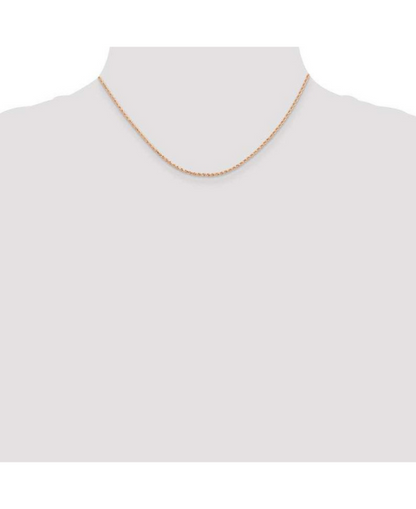 14K Solid Rose Gold Rope Chain Necklace