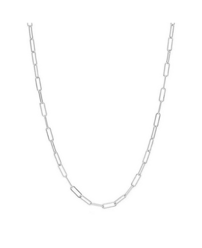 925 Italian Solid Sterling Silver Paperclip Necklace