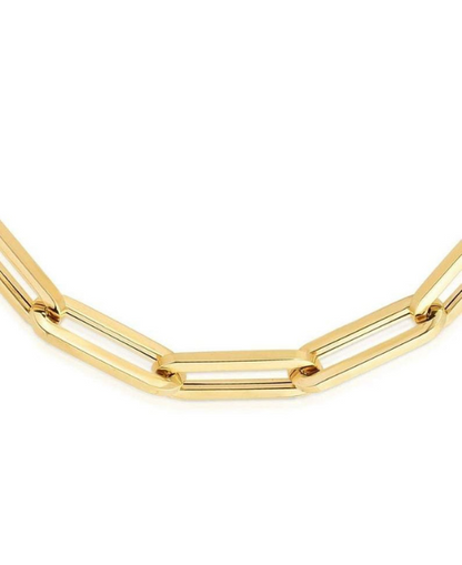 14k Yellow Gold Paperclip Chain Necklace, 1.5mm to 6.1mm Wide.