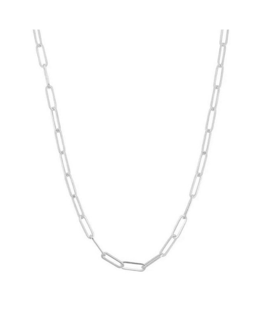 925 Italian Solid Sterling Silver Paperclip Necklace