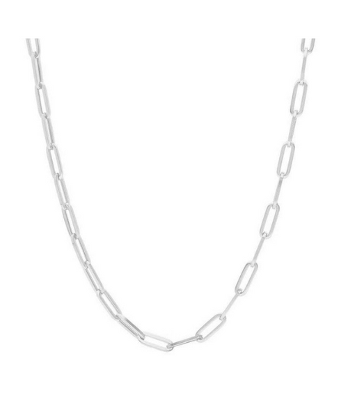 925 Italian Solid Sterling Silver Paperclip Necklace