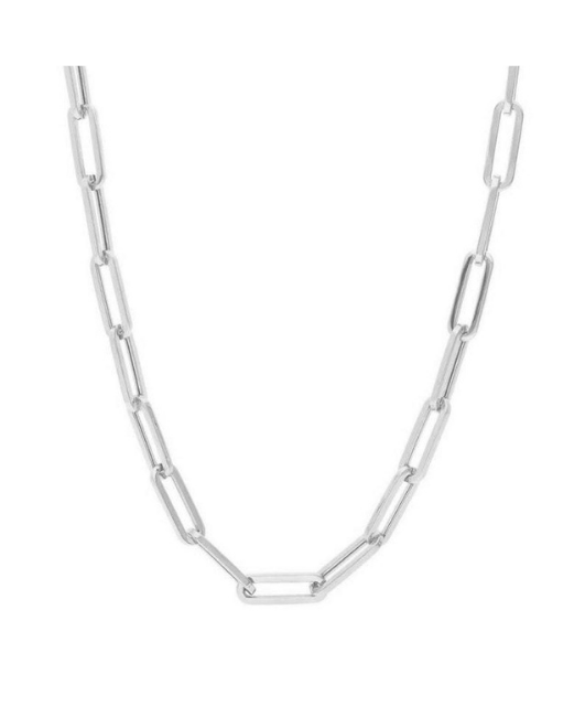 925 Italian Solid Sterling Silver Paperclip Necklace