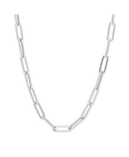 925 Italian Solid Sterling Silver Paperclip Necklace