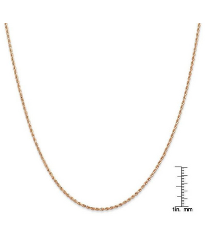 14K Solid Rose Gold Rope Chain Necklace