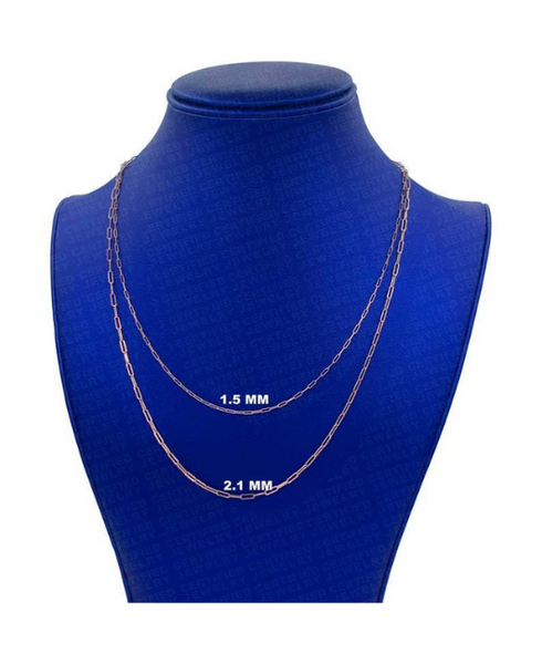 Solid 14k Rose Gold Paperclip Chain Necklace