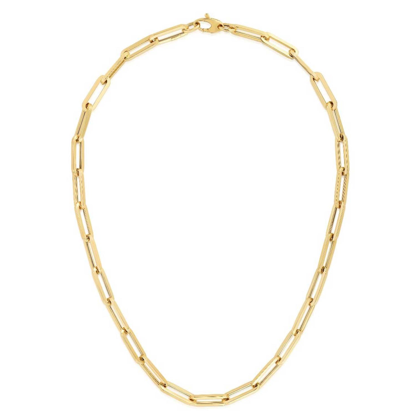 14k Yellow Gold Paperclip Chain Necklace, 1.5mm to 6.1mm Wide.