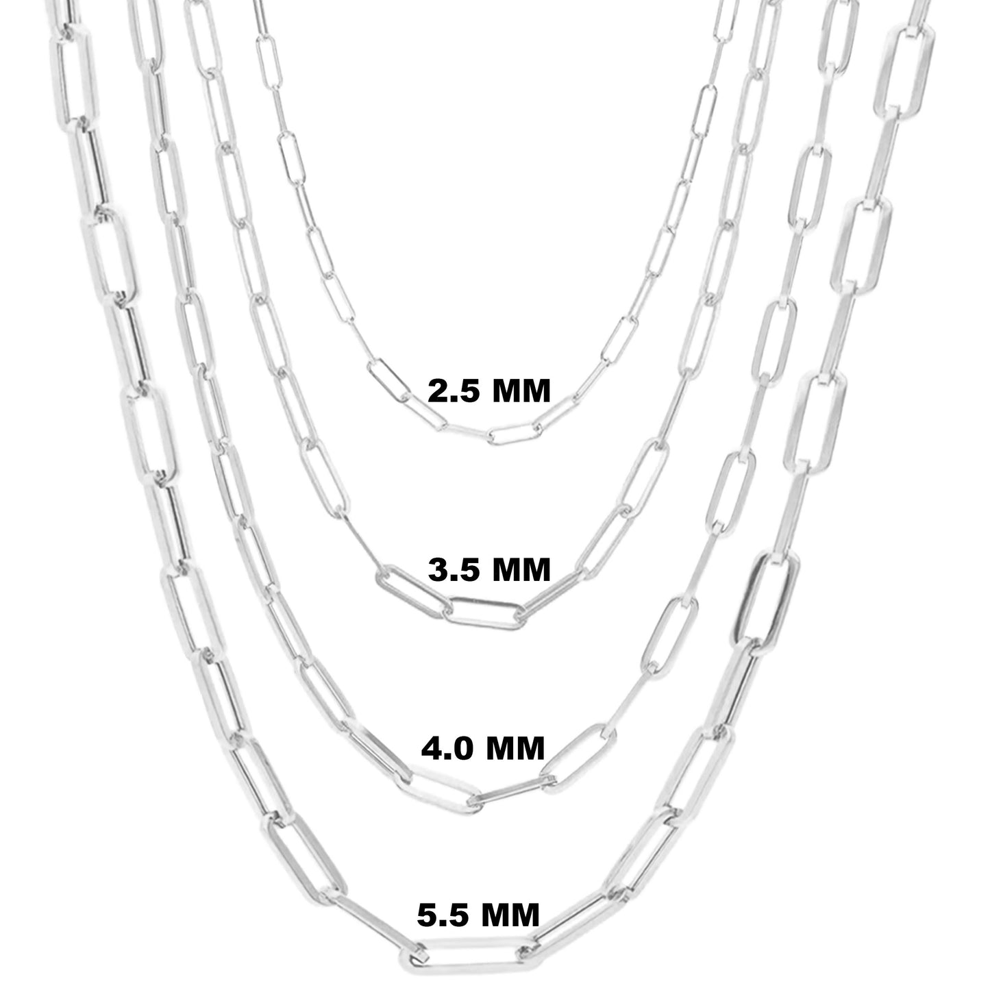 925 Italian Solid Sterling Silver Paperclip Necklace