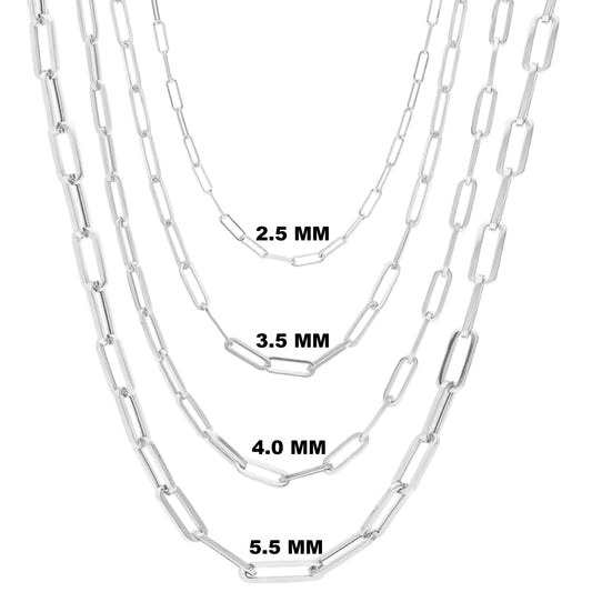 925 Italian Solid Sterling Silver Paperclip Necklace